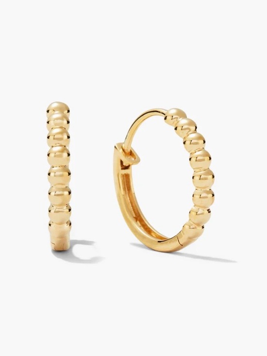 Mejuri Jewelry - Mejuri Beaded Small Hoops | Solid 14K Gold | Authentic